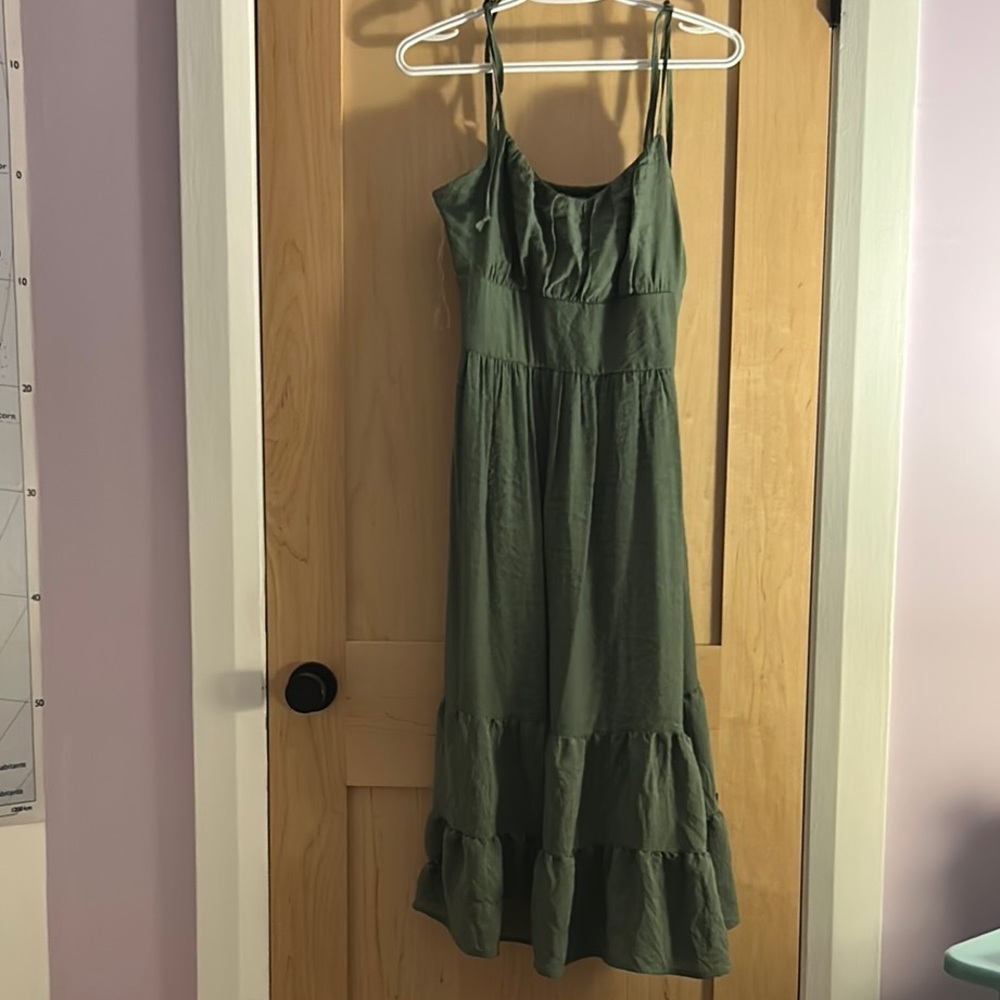 As U Wish Green Ruffled Tiered Maxi Sundress